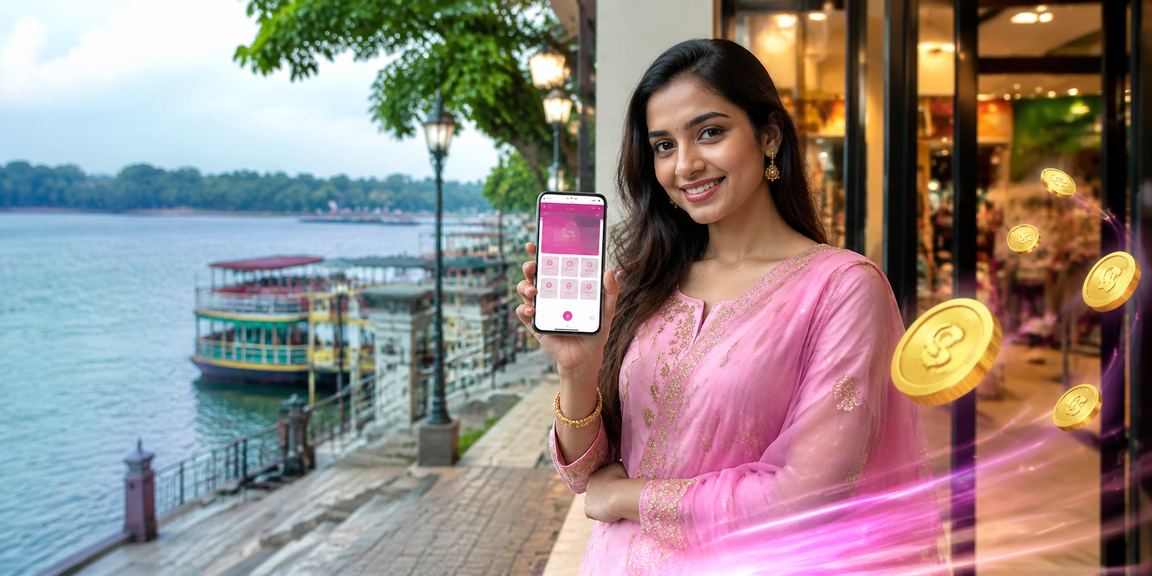 রাঙামাটি সৈকতে মোবাইল পেমেন্ট করছেন একজন ব্যবহারকারী